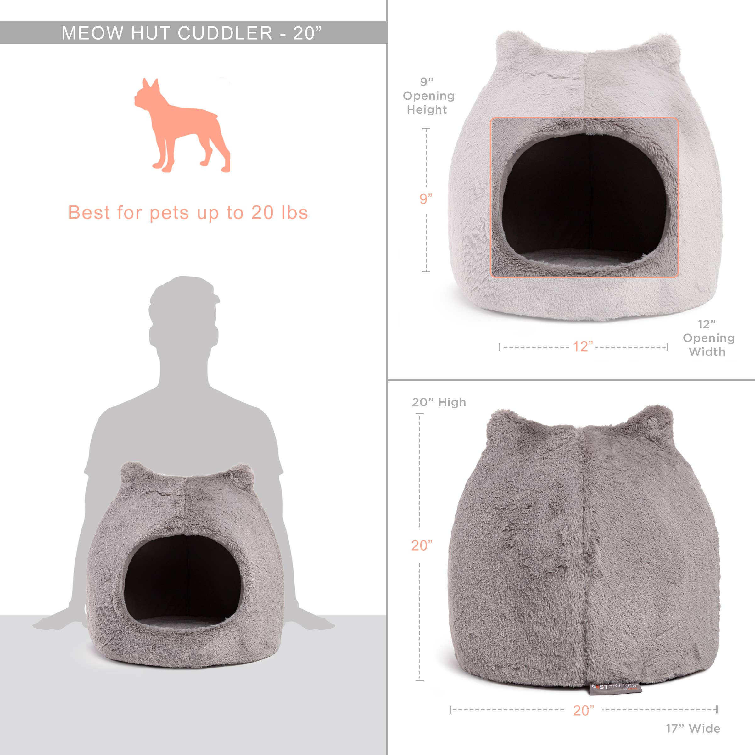 Pet Palette Distribution - Wholesale Pet Bed - Cat/Dog - Best Friends by Sheri Meow Hut Fur Grey MD3