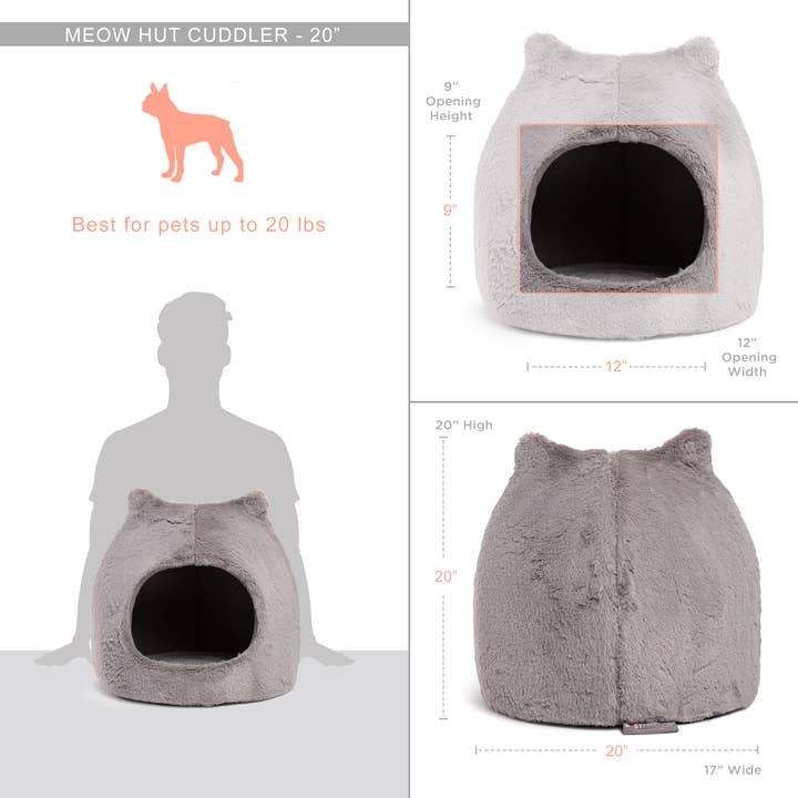Pet Palette Distribution - Wholesale Pet Bed - Cat/Dog - Best Friends by Sheri Meow Hut Fur Grey MD3