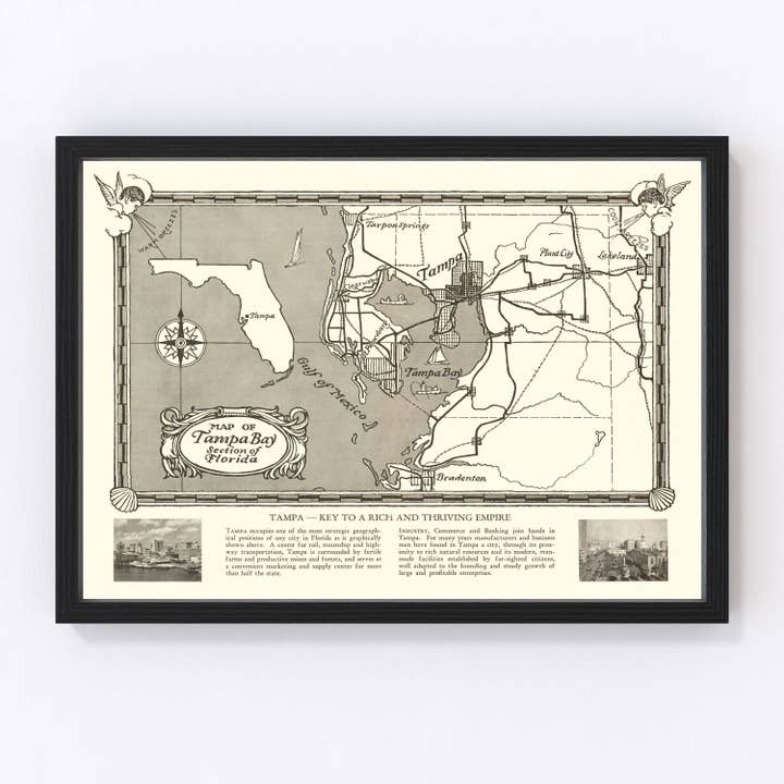 Vintage Map of Tampa, Florida 1928 for wholesale by Ted's Vintage Art
