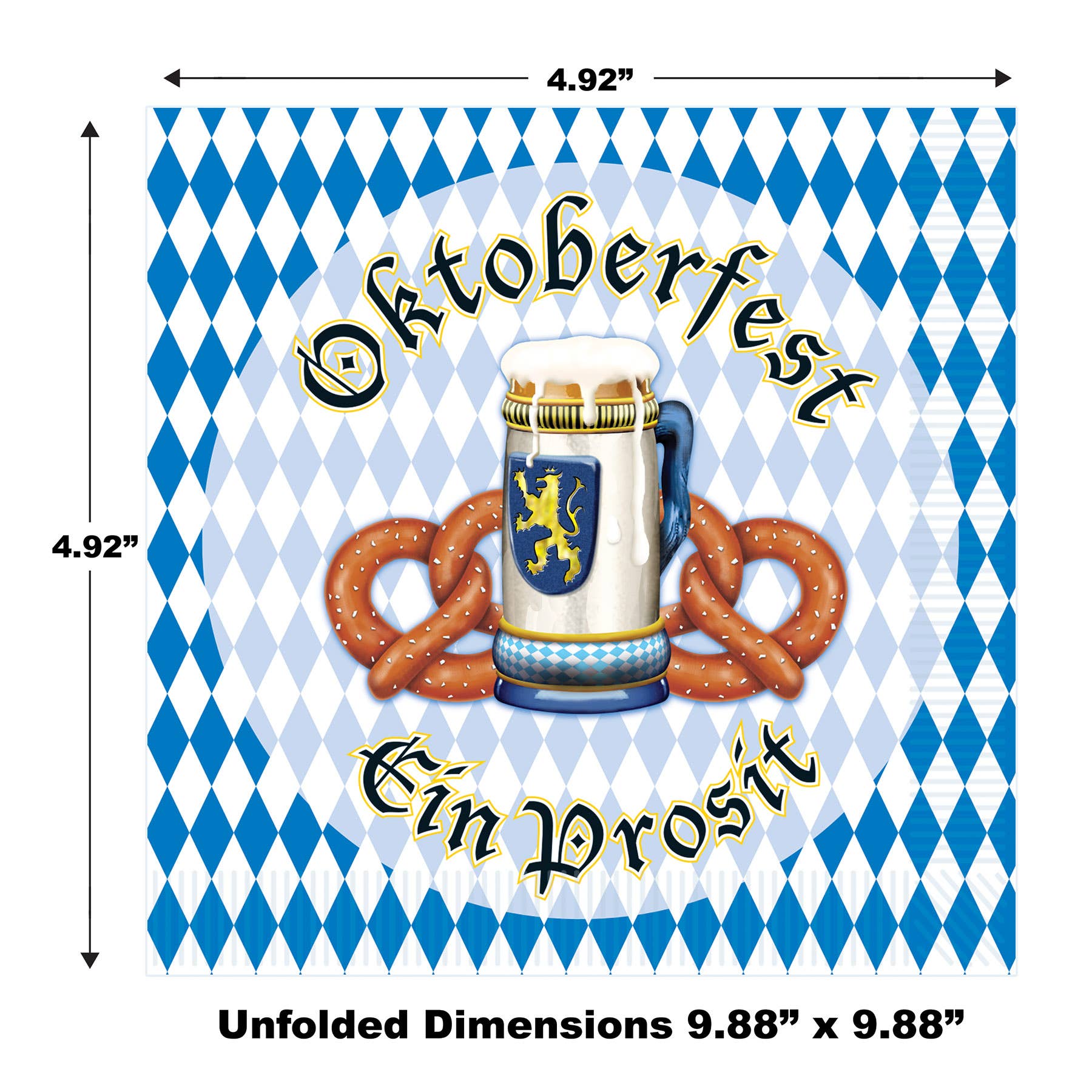 Beistle - Wholesale Disposable Napkin - Oktoberfest Beverage Bavarian 2-ply Napkins, 16/pkg2