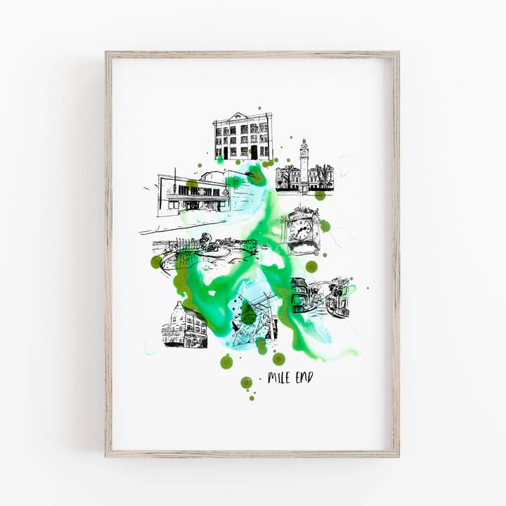 Mile End London Art Print for wholesale by Drawn Together Art Collective