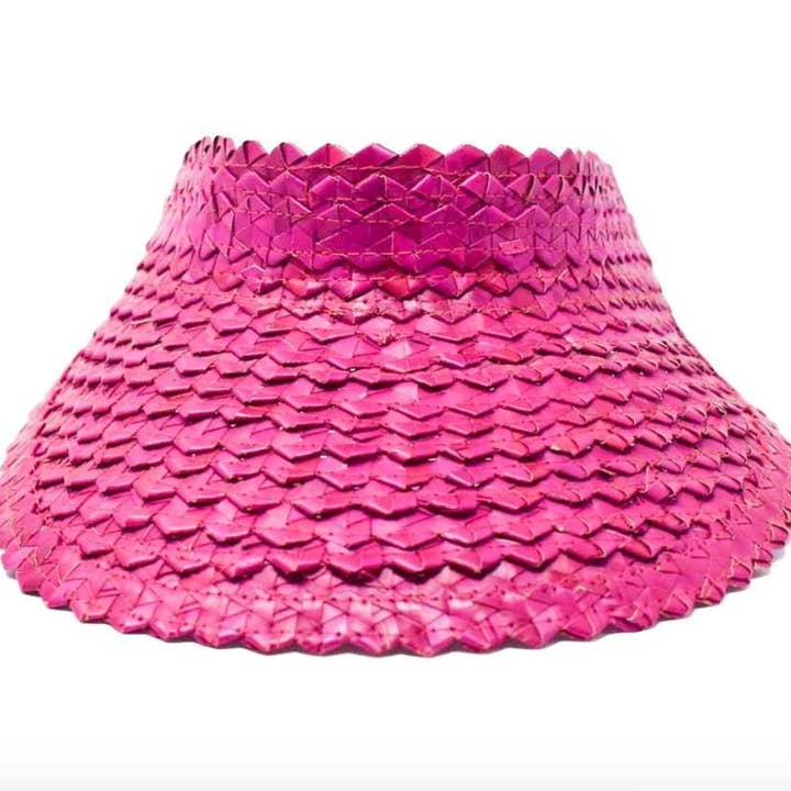Children's Straw Visor Hat - Pink for wholesale by POPPY + SAGE