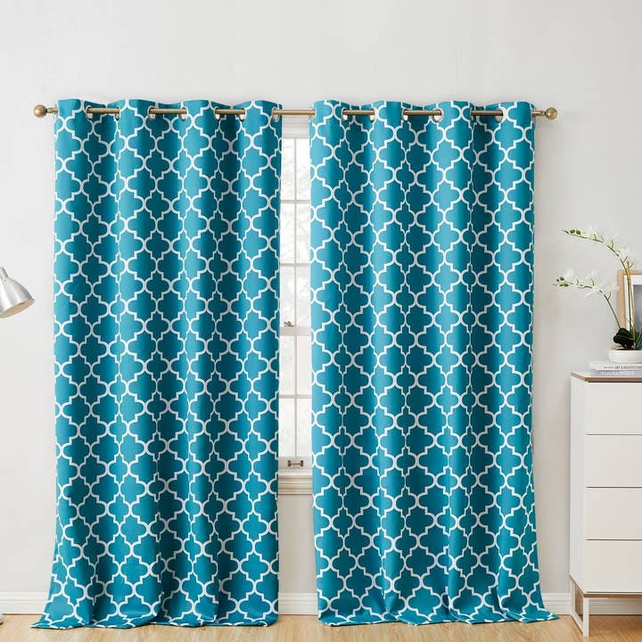 Lattice Print Blackout Grommet Curtain Panels for wholesale by HLC.me