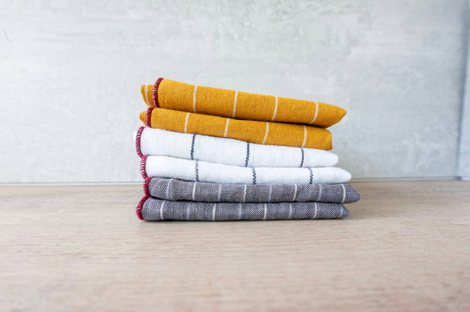 West Coast Handmade - Wholesale Dinner & Cloth Napkin - 100% Linen Yellow Striped Cloth Napkins - Set of 21