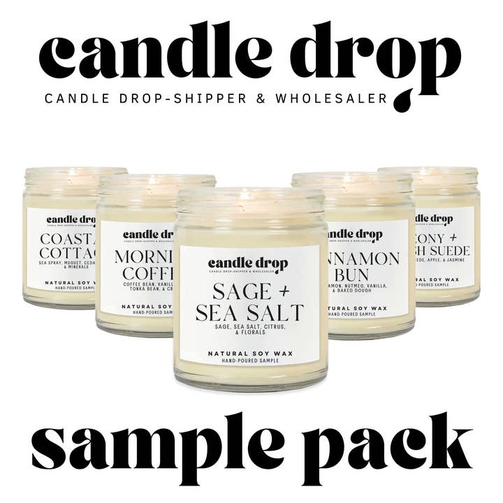 Candle Drop - Wholesale Jar/filled candle - Sample Fragrance Pack | 100% Soy Wax Candles | 13 Fragrances