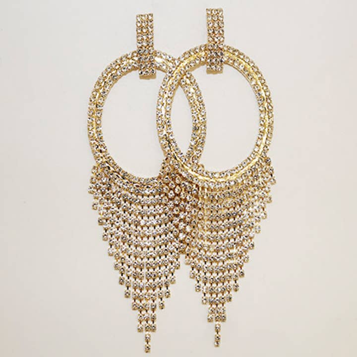 anbfashion - Wholesale Dangle Earrings - ROUND OVAL RHINESTONE DANGLE EARRING FE-17091