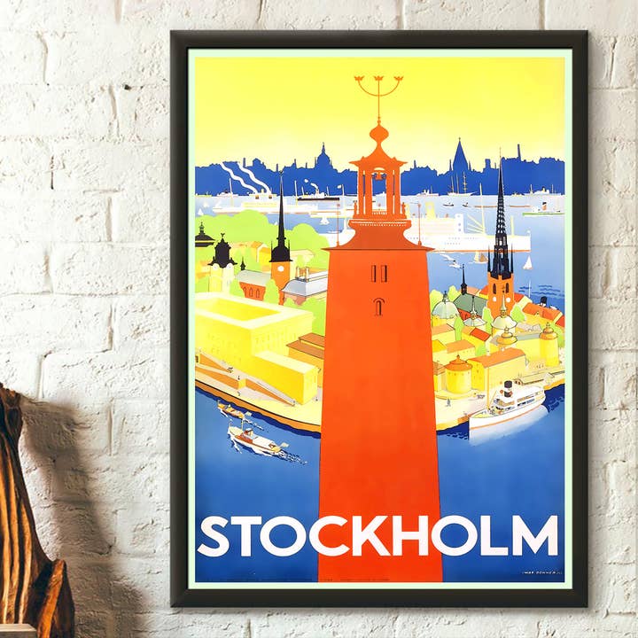 Vintage Wall Graphics - Wholesale Poster - Stockholm Travel Wall Art Swedish Decor Housewarming Gift