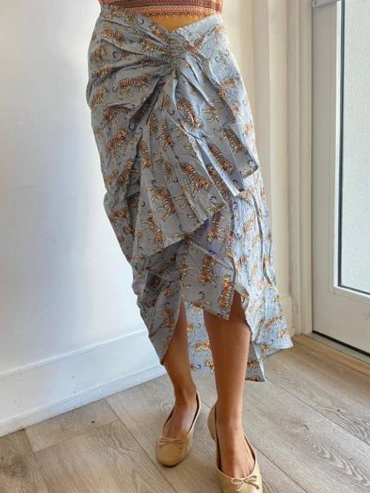 TIGER PAREO SKIRT BLUE SKY for wholesale by Guadalupe Design