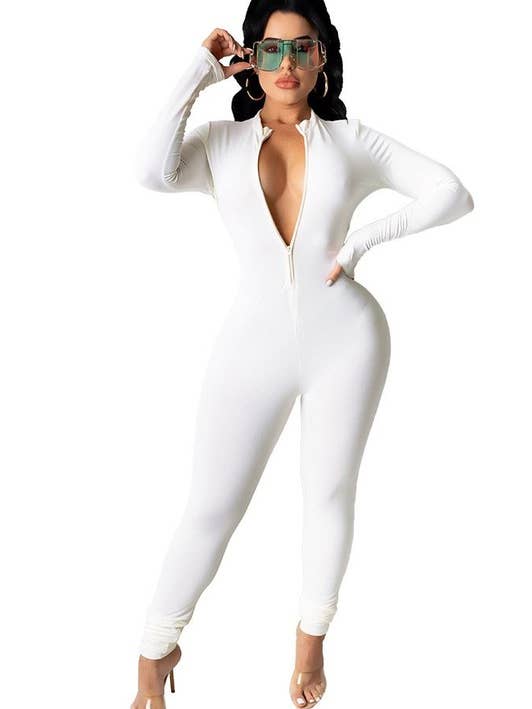 Catsuit zippé à manches longues et col montant pour la vente par 5besties inc