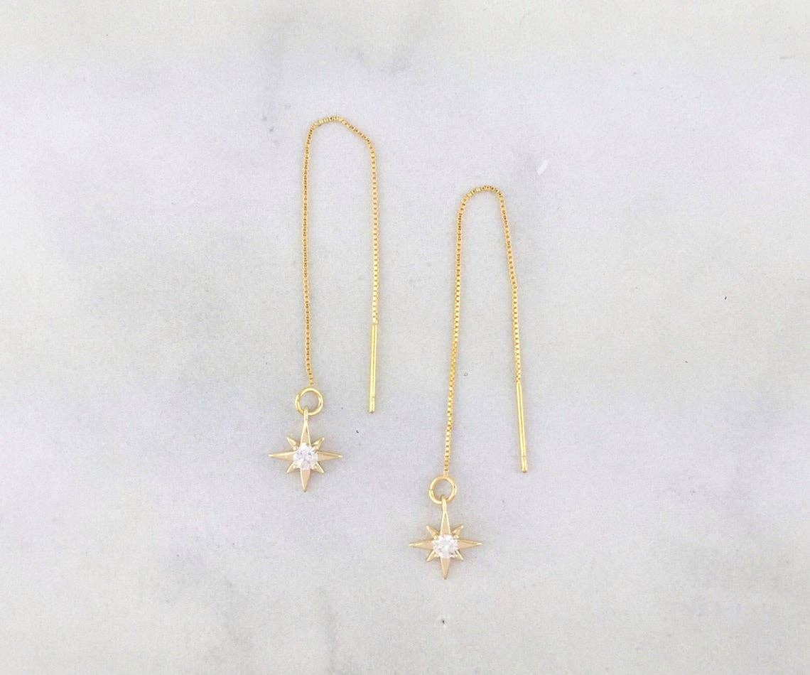 A Worthy Brand - Wholesale Dangle Earrings - North Star Earrings - Gold Filled Ear Threader