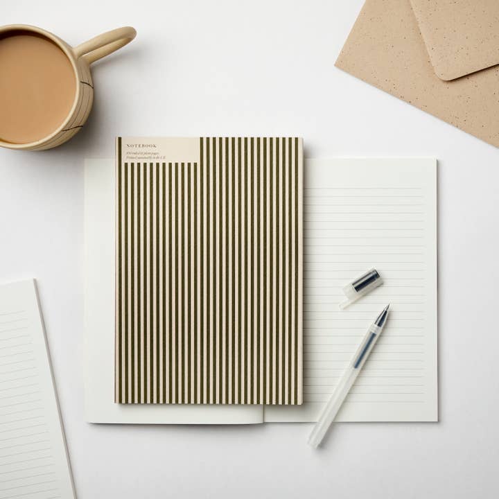 Kinshipped - Wholesale Notebook - THIN GREEN STRIPE NOTEBOOK
