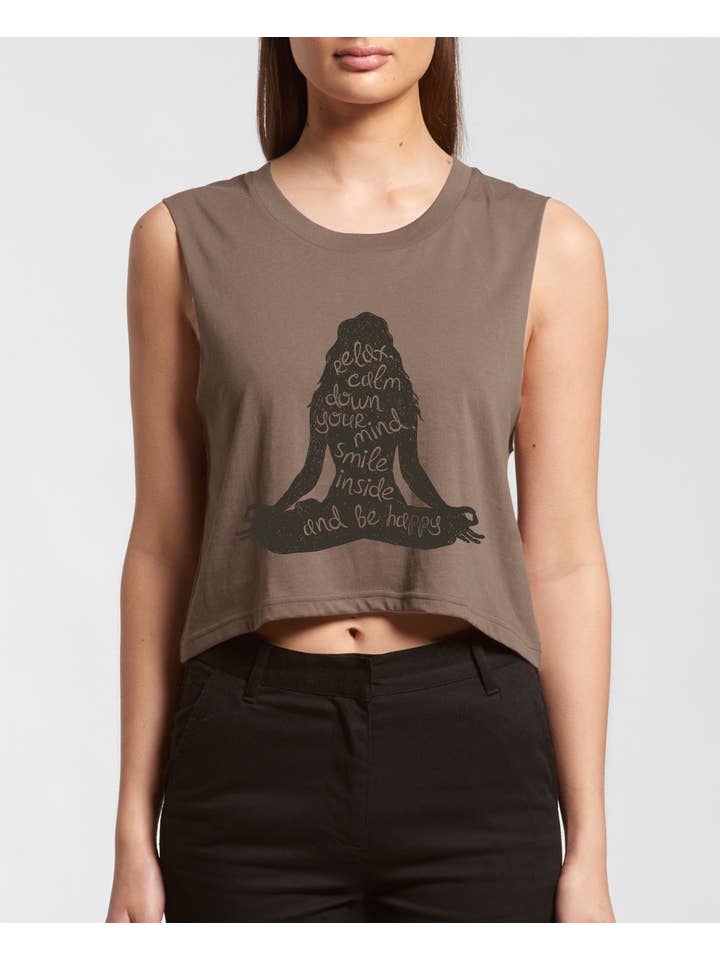 Pink Nabi - Wholesale Tank Top - Women's - Graphic crop tank top - Relax calm yoga