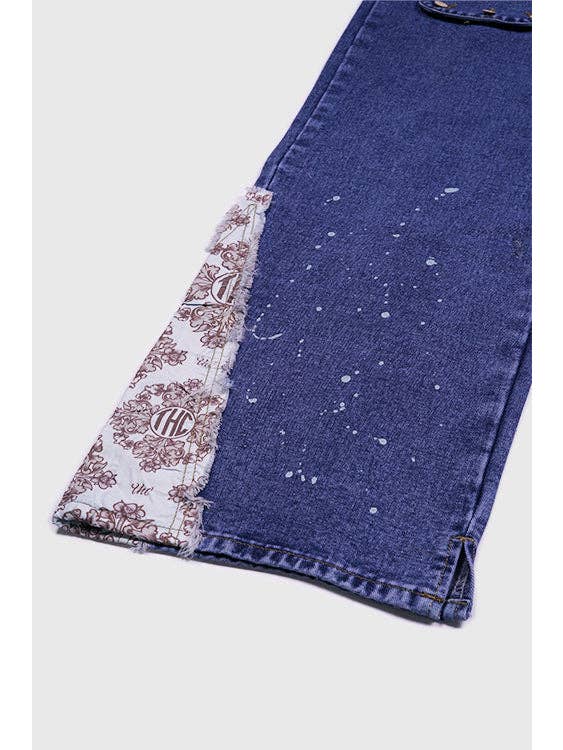 Ash Indigo Tapestry Pattern Flared Denim Jeans for wholesale on Faire7