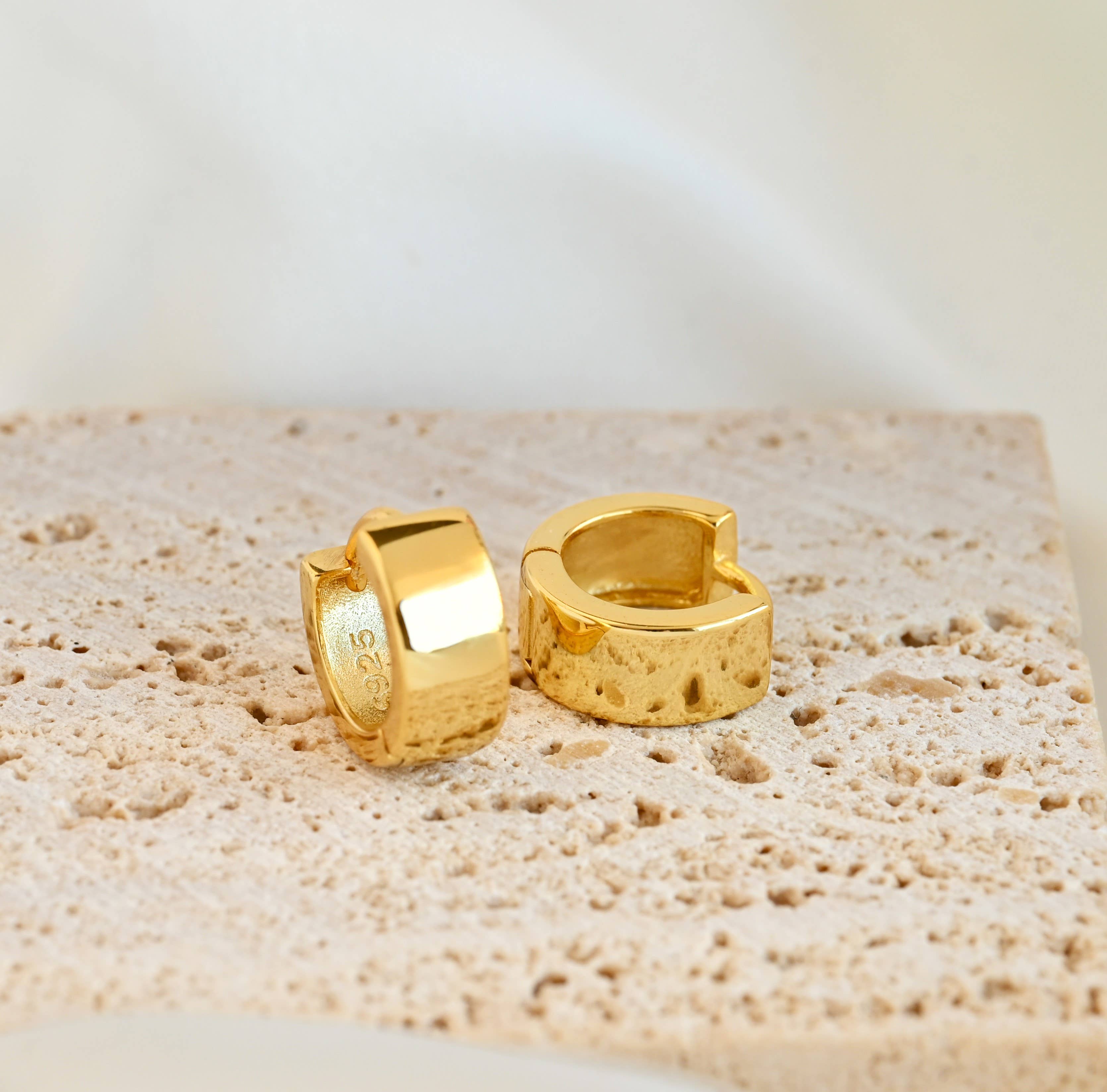 Blueyejewelry - Wholesale Huggie Earrings - Sterling Silver Bold Hoops - Silver Wide Small Huggie Hoops3