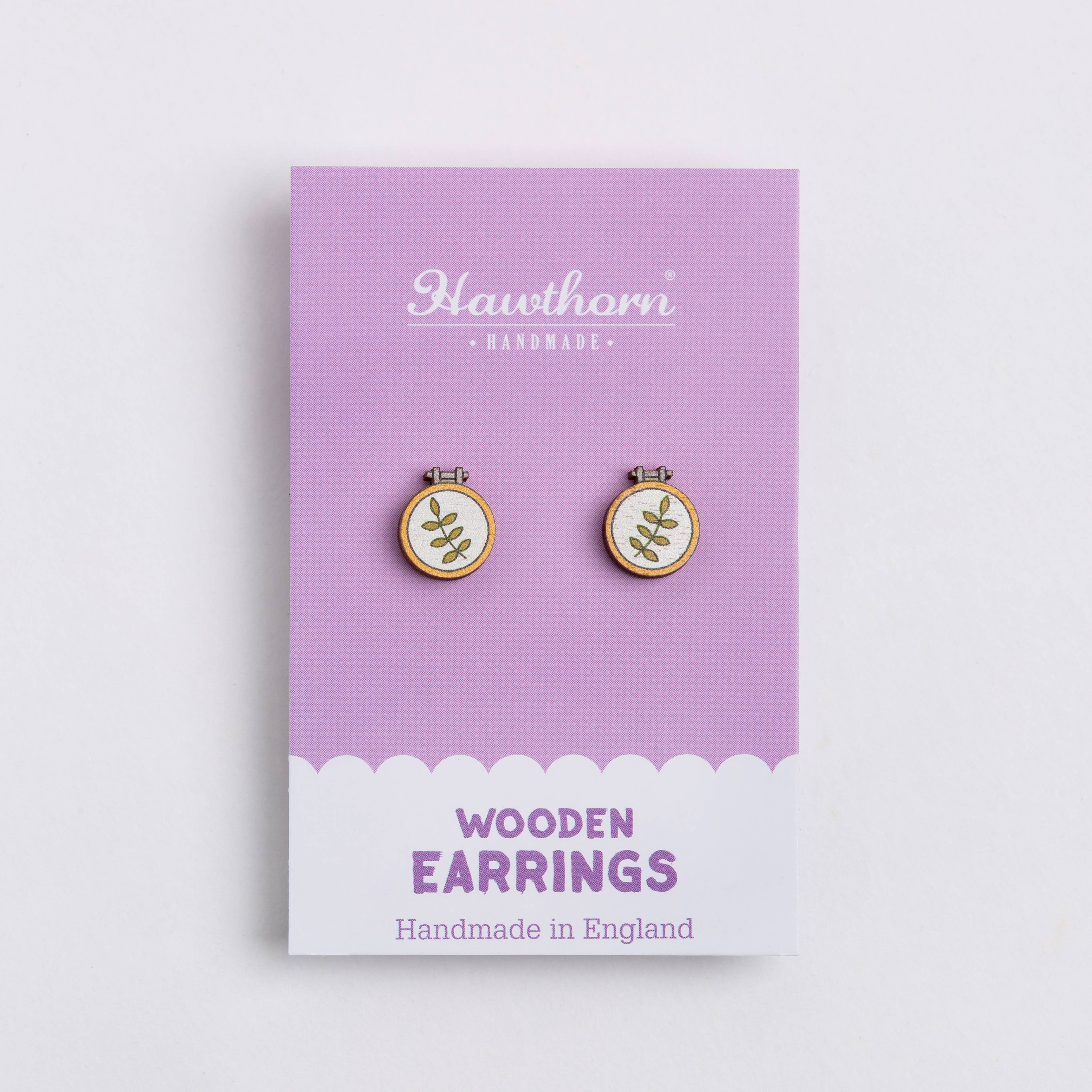 Hawthorn Handmade (US Duties Paid) - Wholesale Stud/Post Earrings - Embroidery Hoop Wooden Earrings - Craft Jewellery1