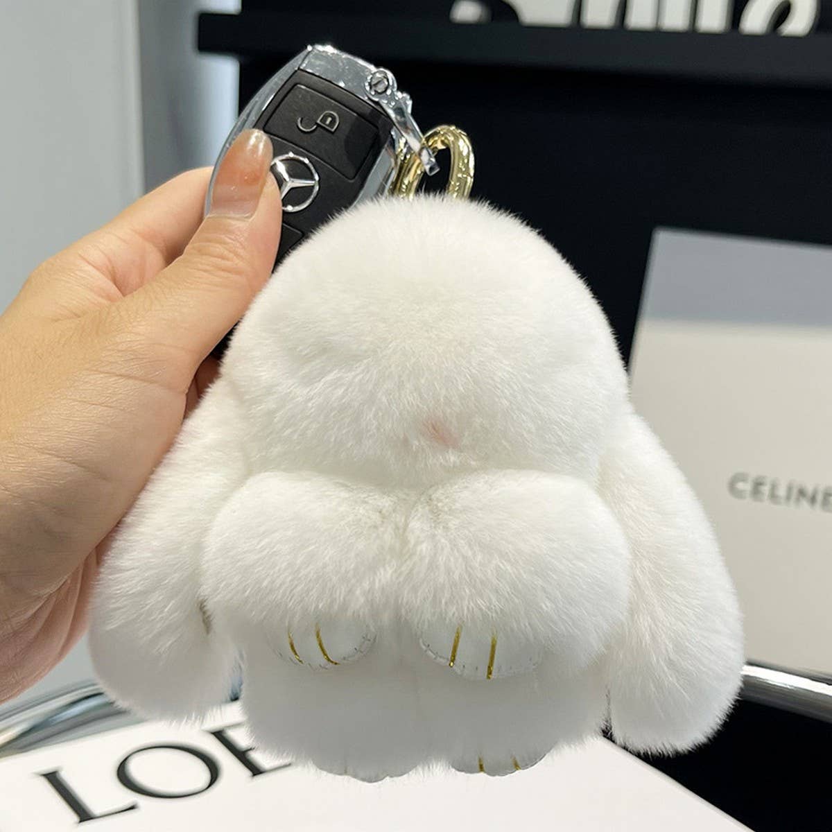 ACCITY - Wholesale Keychain - Unisex - NEW MINI CUTE PLUSH BUNNY CAR KEYCHAIN PENDANT_CWMM244816