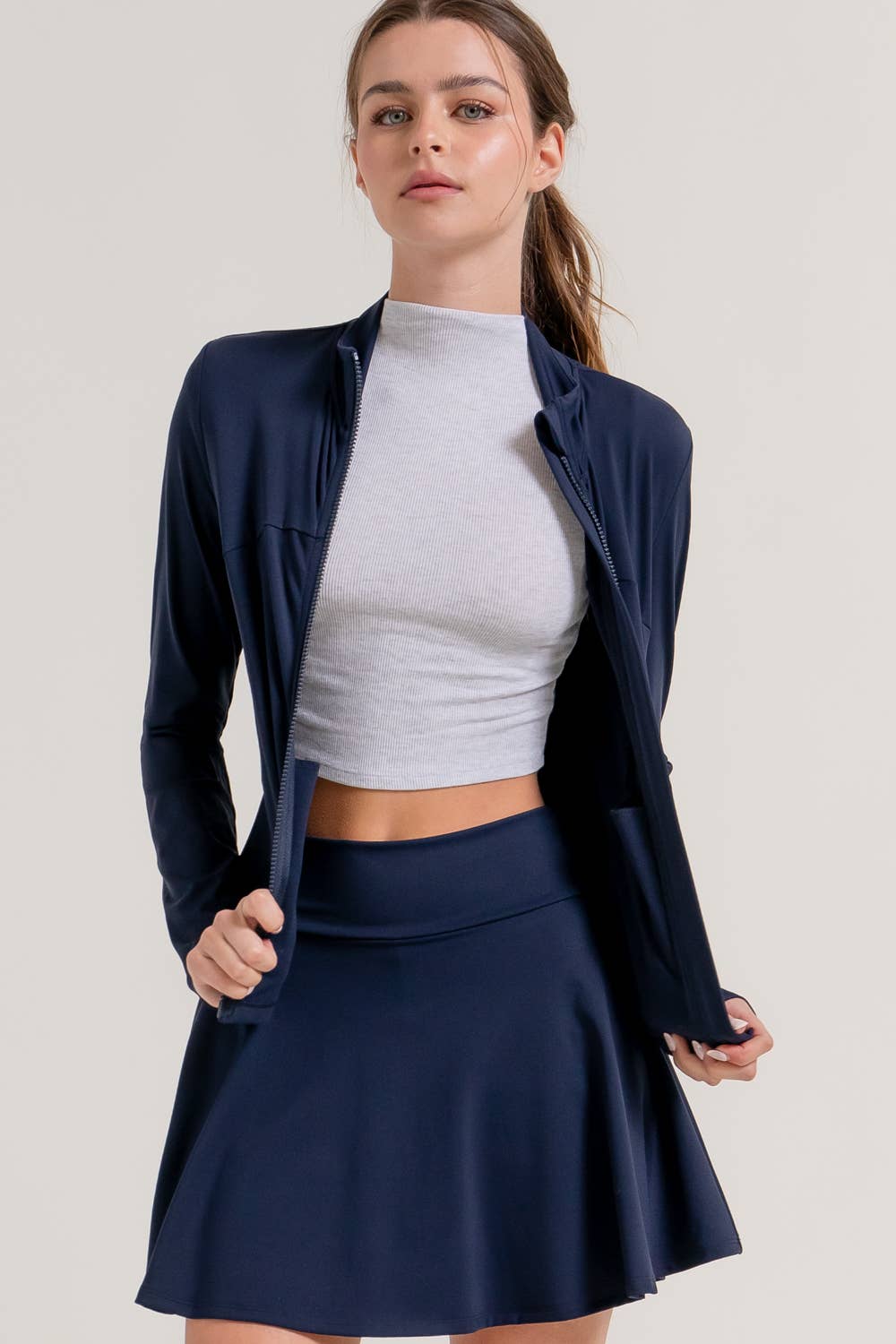 Active Basic | Active USA - Wholesale Athletic Jacket - Women's - Long Sleeve Mock Neck Seam Detail Workout Jacket19