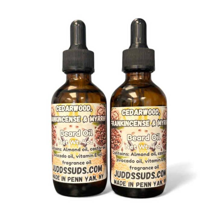 Aceite para barba de cedro, incienso y mirra | Amaderado y resinoso para venta al por mayor de Judds Suds