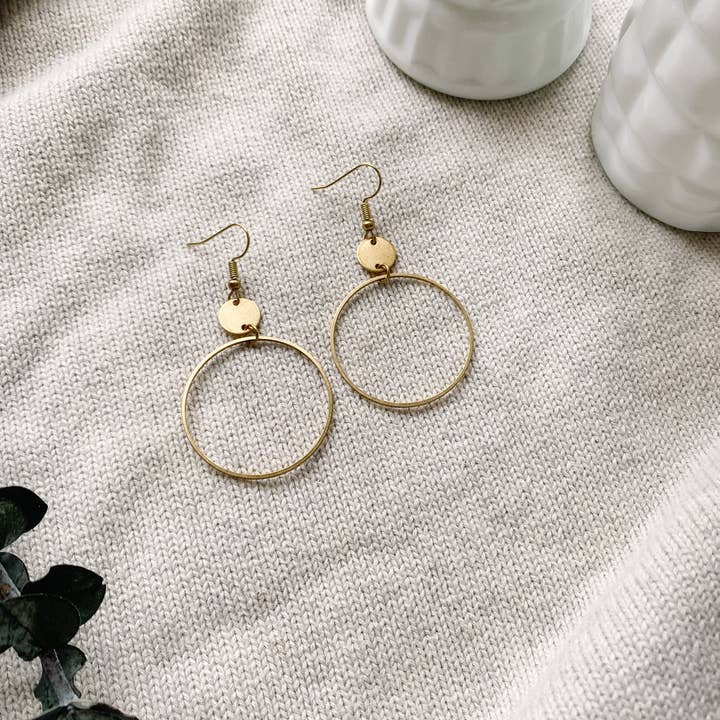 Whitebirch Handmade Goods - Venta al por mayor Pendientes colgantes - Pendientes Círculo Deco Latón3