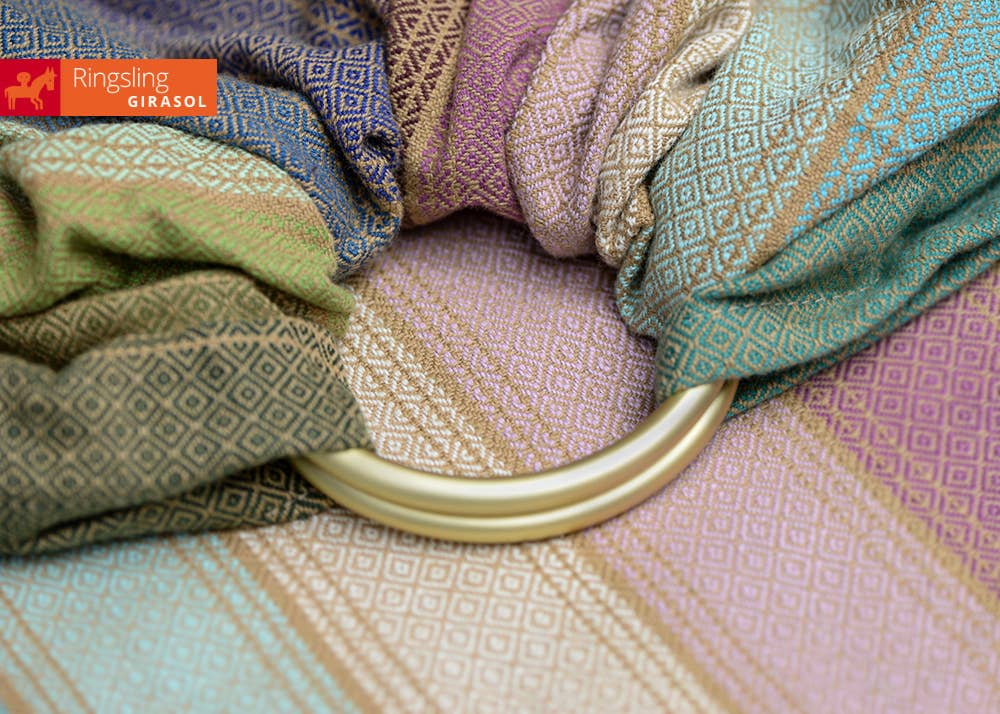 Girasol – Engroshandel Babyvikle – Ringsling Rayos d'Oro, håndvævet, fair og bæredygtig1