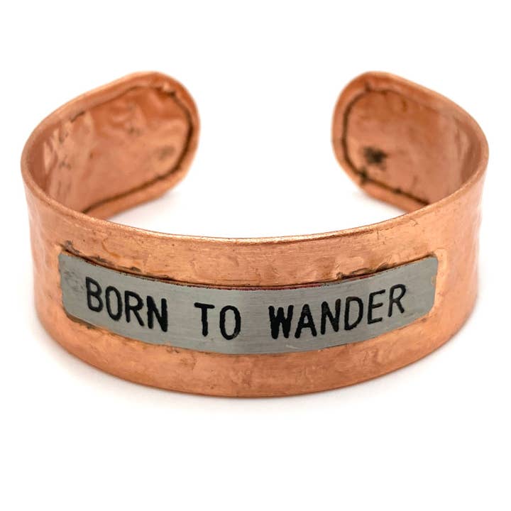 Lunar Deer - Wholesale Cuff Bracelet - Message Born to Wander Metal Western Cuff3
