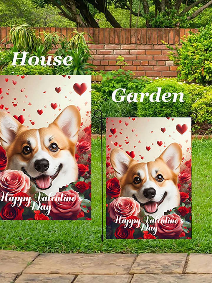 Corgi Cardigan Fawn/White - Valentine House Flag for wholesale by Best of Breed Products