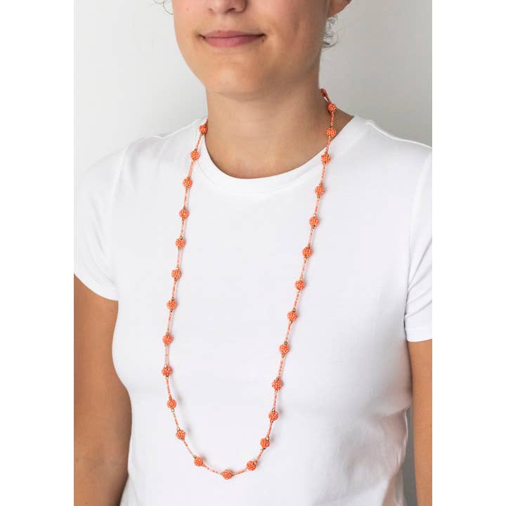 Aid Through Trade - Wholesale Beaded/Pearl Necklace - *NEW* The Brooklyn Mini Necklace - Summer Capsule -Tangerine