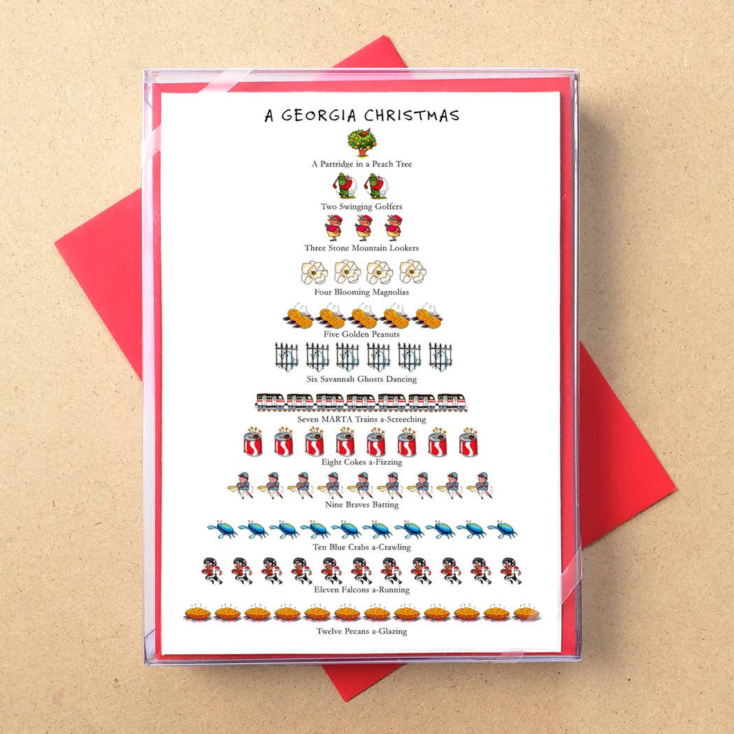 Allport Editions – Großhandel Weihnachtskarte – „Staaten: 12 Days of Christmas“ -Boxkarten — ALLE 50 BUNDESSTAATEN!50