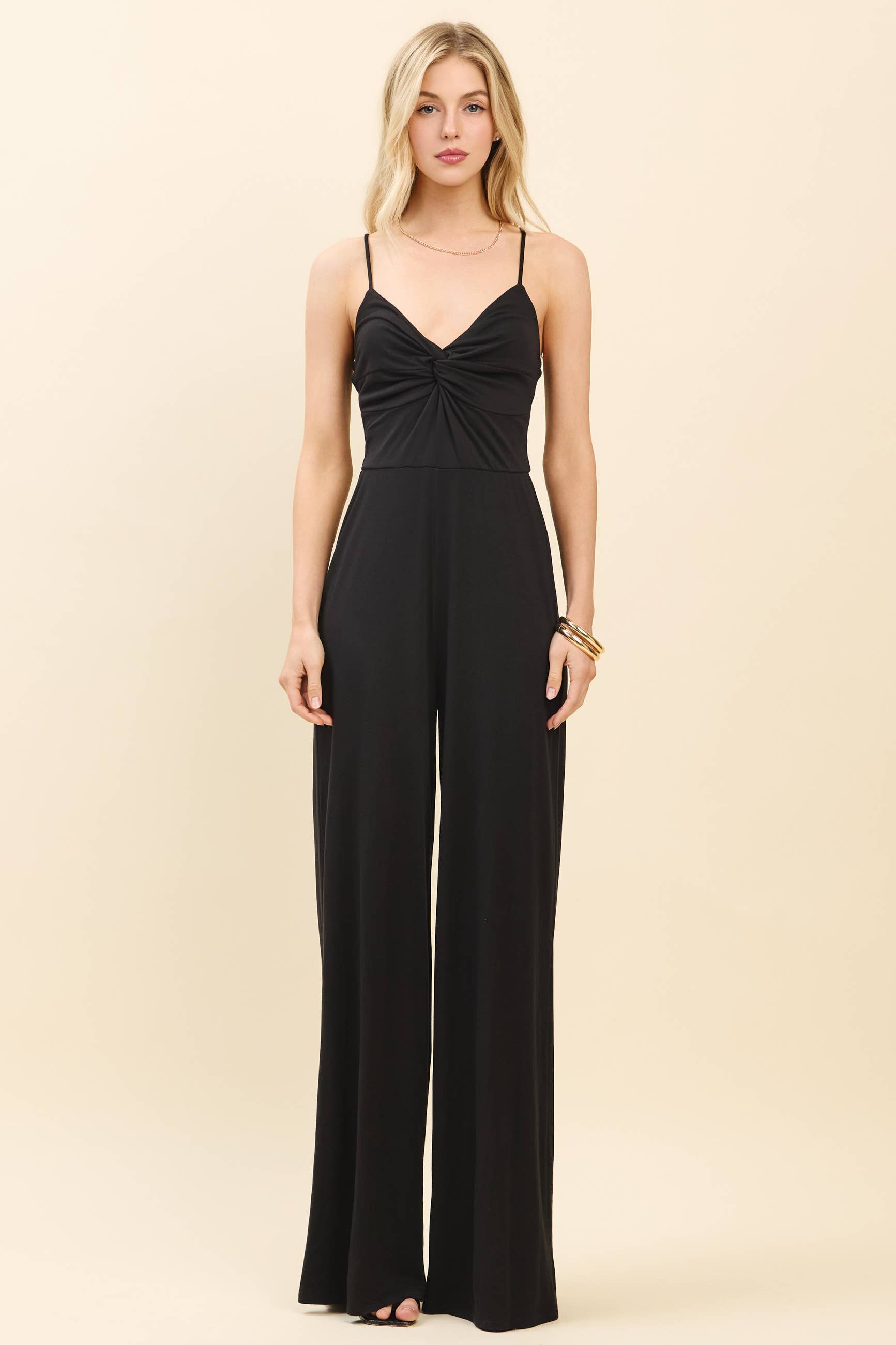 Heart & Hips - Wholesale Jumpsuit - Women's - JR56656 - TWISTED DETAIL PALAZZO SLIP JUMPSUIT1