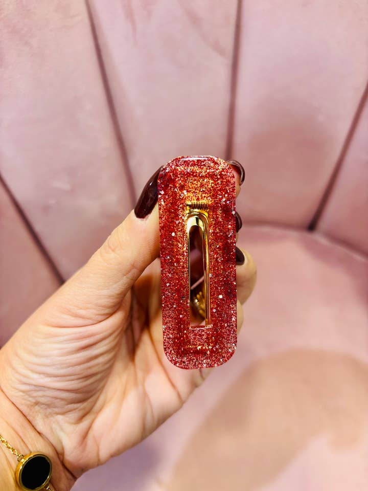 BASIC COLLECTION - Rectangle barrette RED for wholesale by JATOBA DESIGN