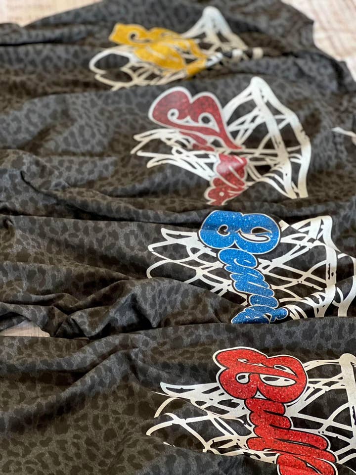 Truelove Apparel - Wholesale Screen Printed T-Shirt - Women's - Team Basketball Faux Glitter Leopard tee1