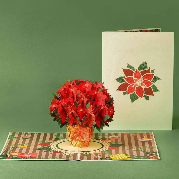 Paper Love - Wholesale Christmas Card - Poinsettias Plant Pop Up Card6