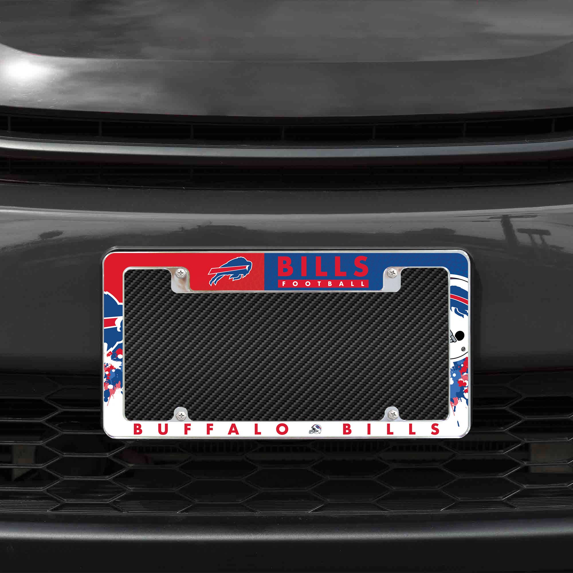 Rico Industries - Wholesale Car Decorative Charm - Unisex - Buffalo Bills All Over Chrome Frame1