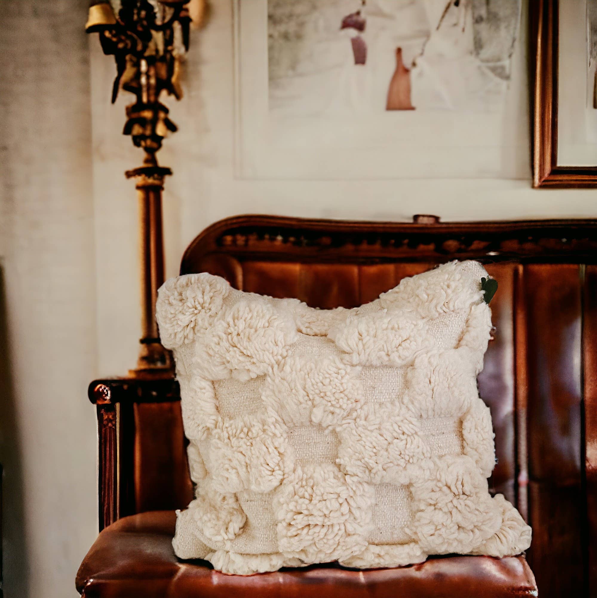 Berberwoolrug - Wholesale Throw Pillow Cover - Handcrafted White Checkered Beni Ourain Wool Pillow Cover5