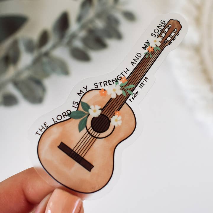 The Lord is My Strength and My Song, Psalm 118:14 Clear Vinyl Sticker for wholesale by Wild Peonies Studio