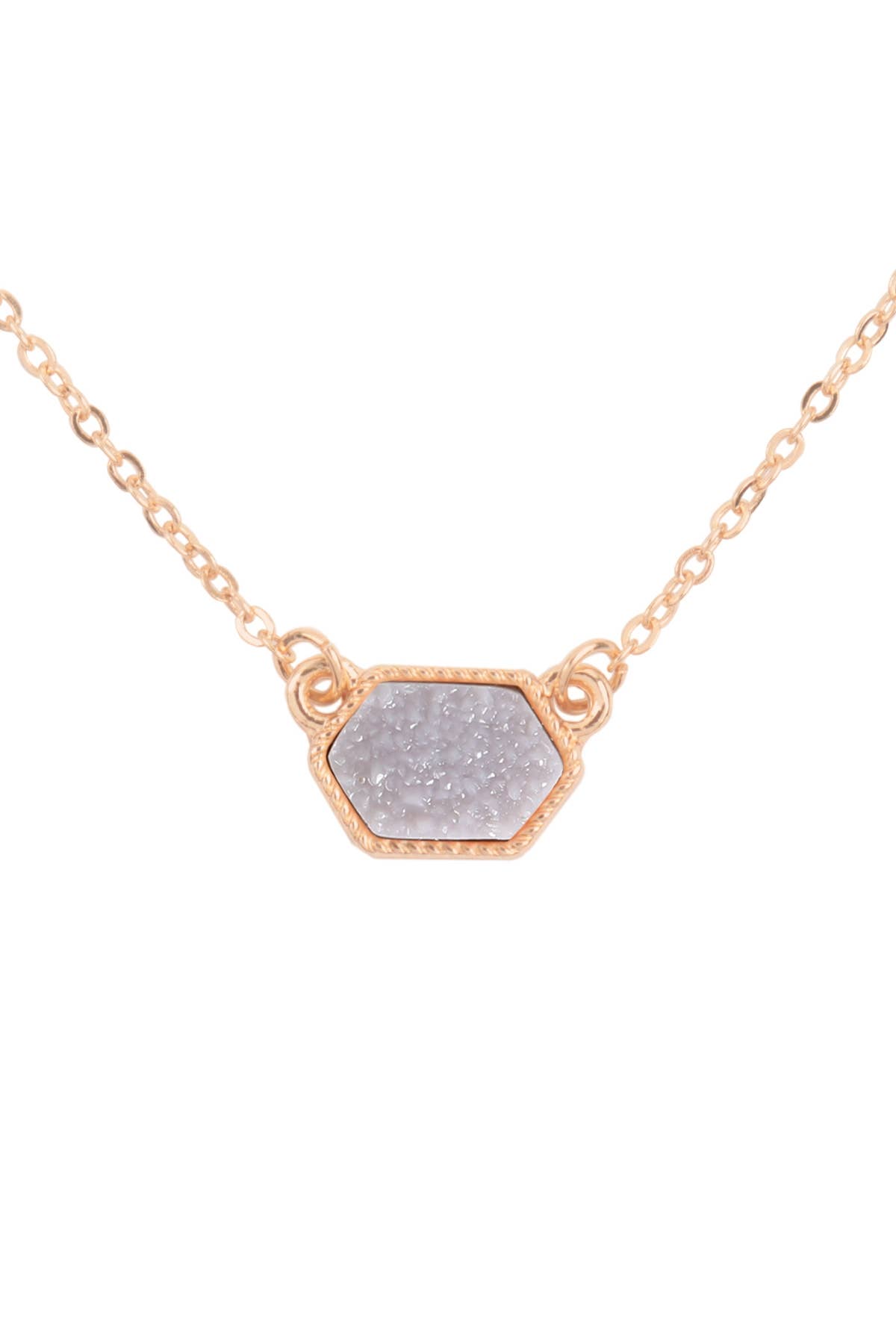 MYS Wholesale Inc - Wholesale Jewelry Set - Druzy Hexagon Pendant Necklace Earring Set29