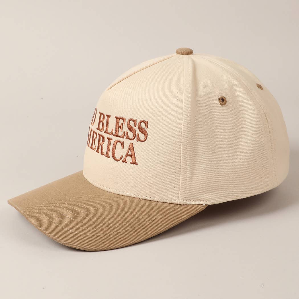 Fashion City - Wholesale Baseball Cap - Unisex - God Bless America Embroidered Two-Tone Canvas Cap3