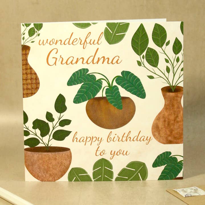 Wonderful Grandma Plant Lover Birthday Card for wholesale by Rainee Collections