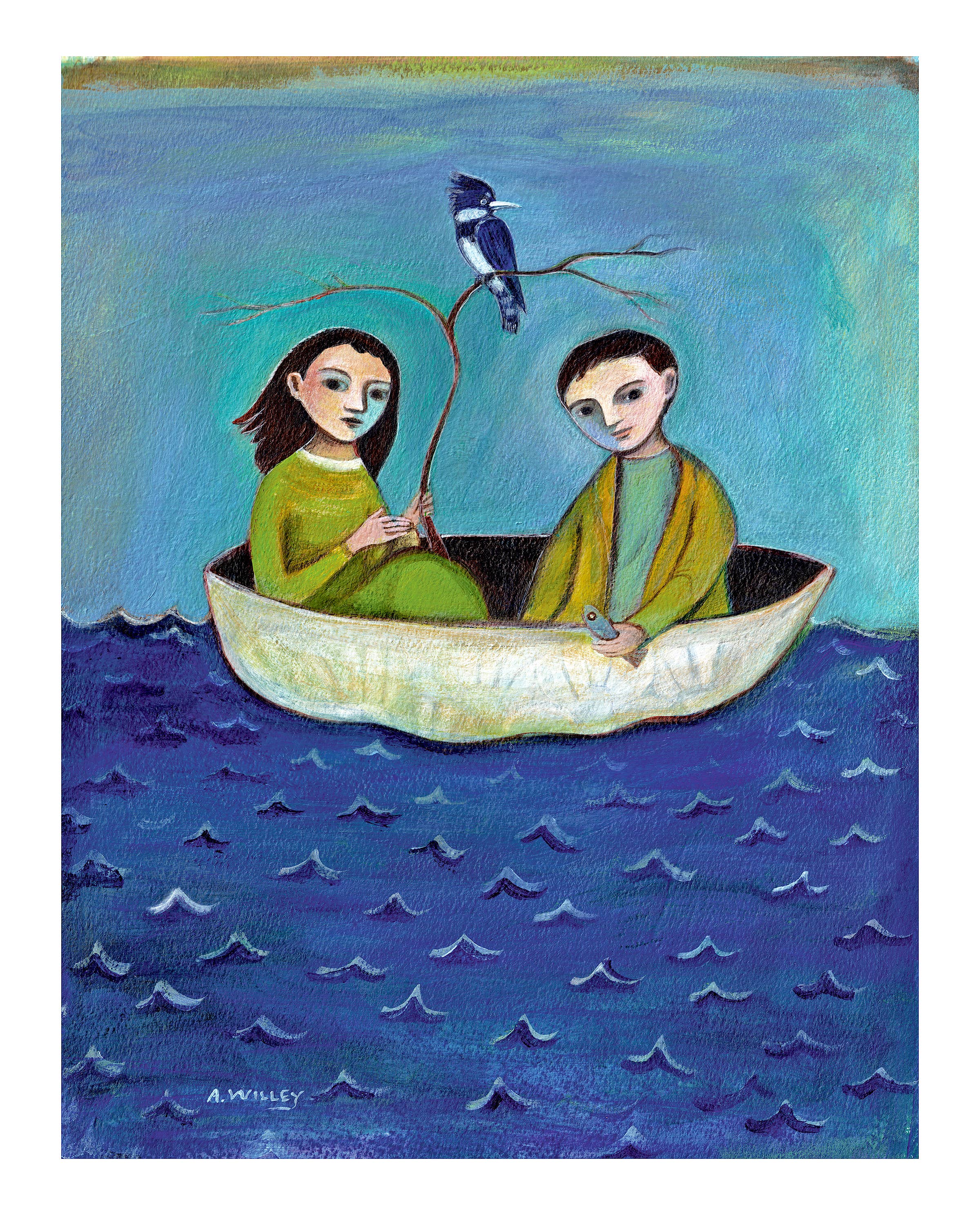 ANN WILLEY ARTS – Großhandel Kunstdruck – Kunstdruck, Gefährten, Volkskunst, Freundschaft, Eisvogel2