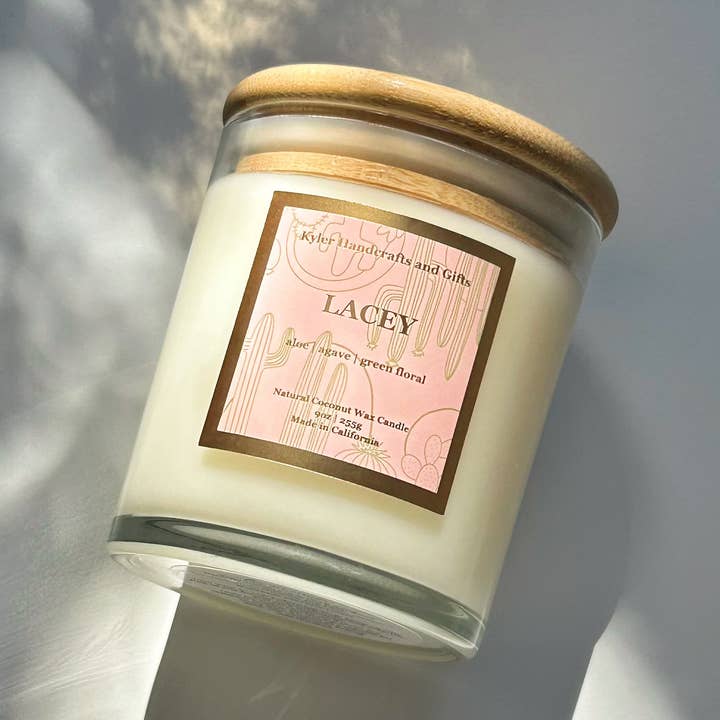 Lacey (Cactus) - 9OZ Glass Jar Candle for wholesale by Kyler Handcrafts and Gifts