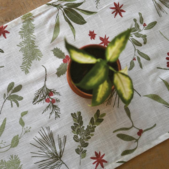 June & December - Wholesale Table Runner - Boughs + Berries Organic Table Runner (98") for Winter1