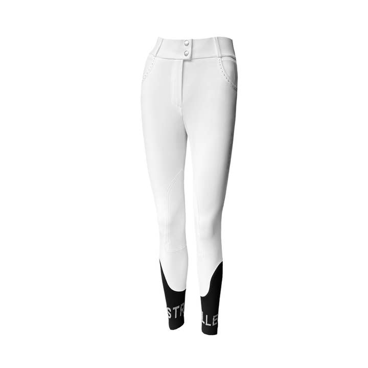 ESTRELLE - Wholesale Athletic/Lounge Leggings - Women's - Estrelle signature breeches suede knee patches white3