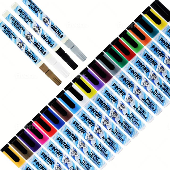 Pintar Art Supply - Vendita all'ingrosso Pennarelli - Pintar, pennarelli a base di olio, confezione da 24 con 20 (punte da 5 mm)