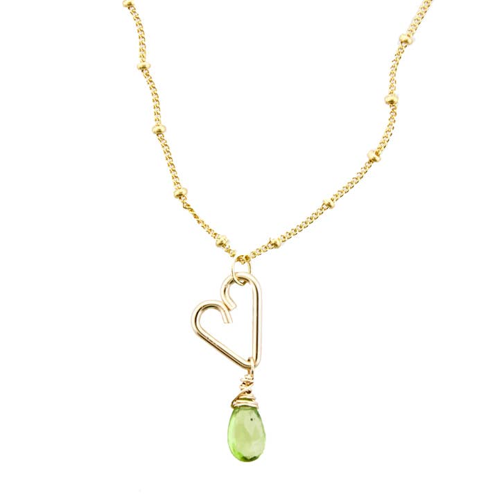 Heart Drop Necklace - Peridot for wholesale by Soul Stonz