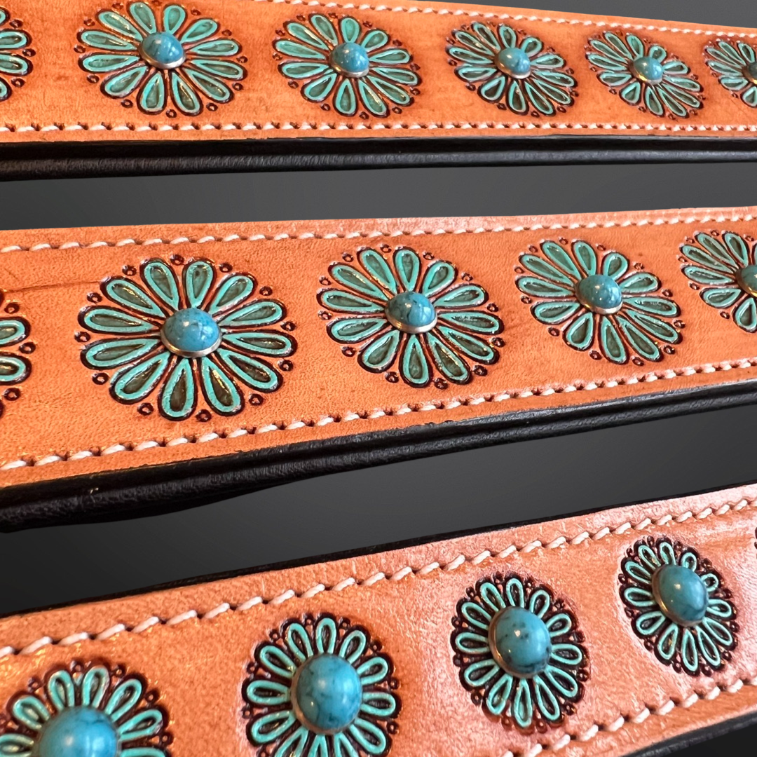 Westrian International - Vente Collier – chien - Collier pour chien Western - Fleur bleue perlée3