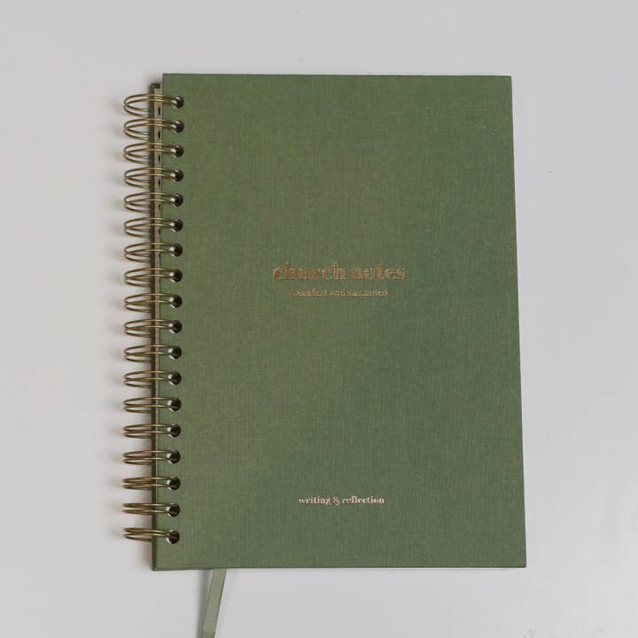 Church Notes Journal - Sage Green Spiral, Size Large (7 x 10") for wholesale by Steadfast and Sustained
