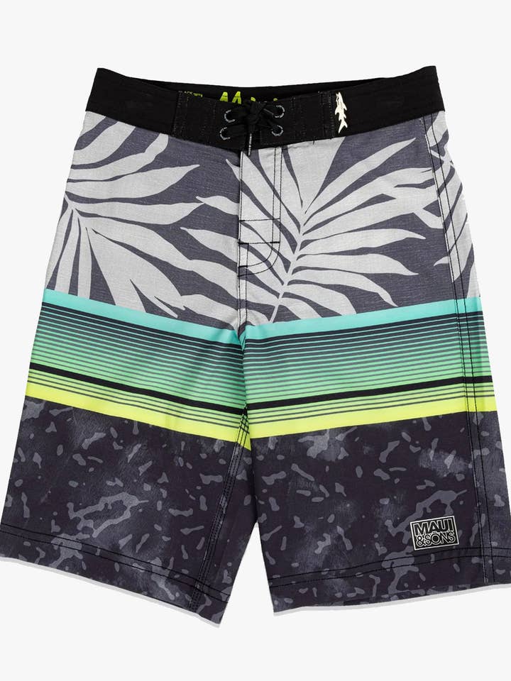 Boys Vacation Boardshorts in Black for wholesale by Maui and Sons