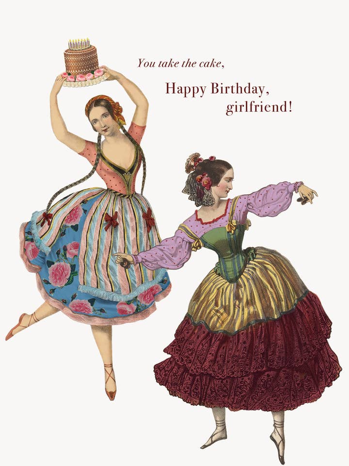 You take the cake,Happy Birthday,girlfriend5x7 greeting card for wholesale by P. Flynn Design / Phun House