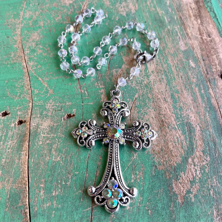 Jeweled Cross Car Blessing for wholesale by Love and Honor Jesus LLC