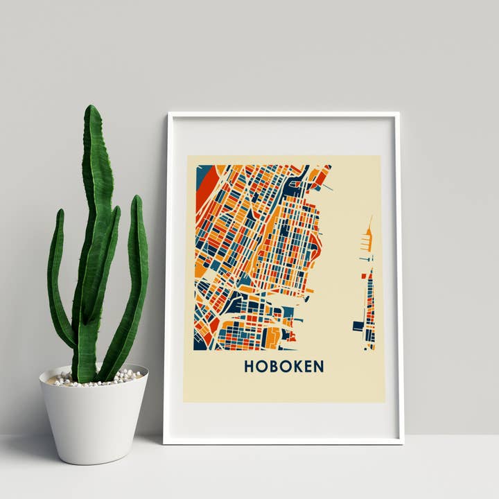 Impression de carte Hoboken Prussien 11" x 14" - Style Chroma pour la vente par ILIKEMAPS